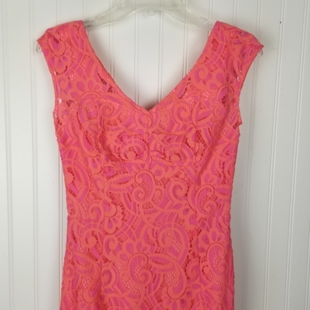 Lilly Pulitzer Mini Dress Sleeveless Rosaline Ginger About Face Two Tone Lace - Picture 8 of 13